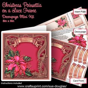 Christmas Poinsettia on a Lace Frame Decoupage Mini Kit