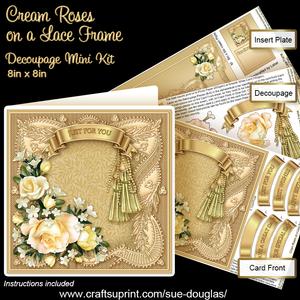 Cream Roses on a Lace Frame Decoupage