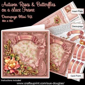 Autumn Roses and Butterflies on a Lace Frame Decoupage