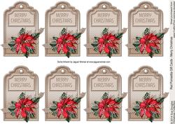 Red Poinsettia Gift Tags - Merry Christmas