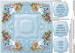 Teal Rose Spray Quick Card Front