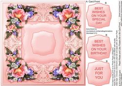 Peach Roses and Lilac Flowers Quick Card Front
