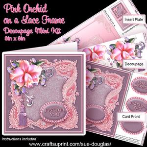 Pink Orchid on a Lace Frame Decoupage Mini Kit