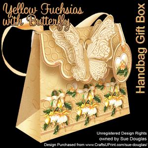 Handbag Gift Box Yellow Fuschias with Butterfly