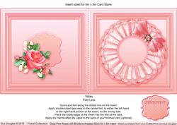Deep Pink Roses with Broiderie Anglaise Doily 6x6 Insert