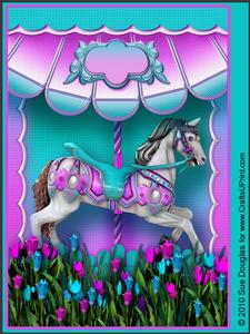 Carousel Horse 6 Page Kit, Incl Decoupage Step by Step