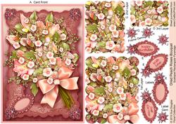 Dried Peach Roses Bouquet, Scalloped Rectangular Pyramage