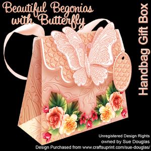 Handbag Gift Box Beautiful Begonias with Butterfly