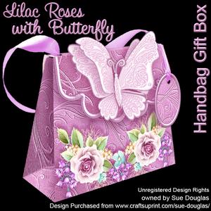 Handbag Gift Box Lilac Roses with Butterfly