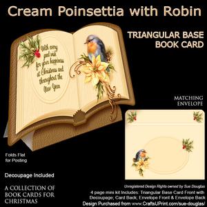 Christmas Book - Cream Poinsettia with Robin