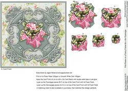Pink Roses on a Fancy Frame 6in x 6in Pyramage