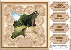 Country Lane in a Fancy Frame 8in x 8in Quick Card