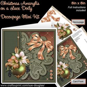 Christmas Amaryllis on a Lace Doily 8in x 8in Decoupage Kit