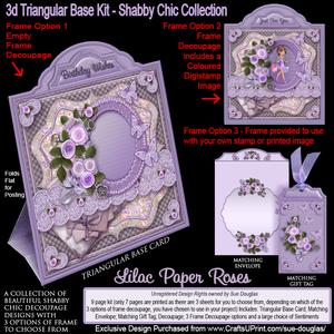 Triangular Base Shabby Chic Lilac Paper Roses Kit