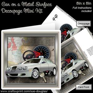 Car on a Metal Surface 8in x 8in Decoupage Mini Kit