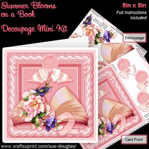 Summer Blooms on a Book 8in x 8in Decoupage Mini Kit