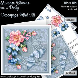 Summer Blooms on a Doily 8in x 8in Decoupage Mini Kit