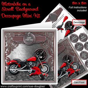 Motorbike on a Scroll Background 8inx 8in Decoupage Mini Kit