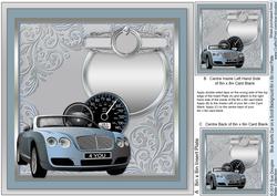 Blue Sports Car on a Scroll Background Matching 8x8 Insert P