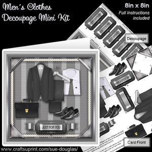 Men's Grey Clothes 8in x 8in Decoupage Mini Kit