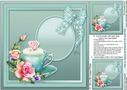 Cake in a Teacup with Roses Matching 8inx8in Insert Plate