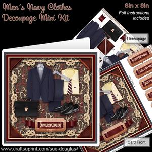 Men?s Navy Clothes 8in x 8in Decoupage Mini Kit