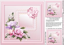 Roses on a Lace and Pearls Frame Matching 8x8 Insert Plate