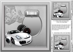 White Porsche Car on a Steel Surface Matching 8inx8in Insert