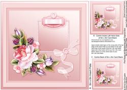 Pink Roses and Blackberries with Organza Bow Match 8x8 Inser