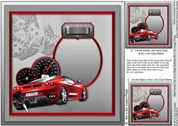 Red Ferrari Car on a Steel Surface Matching 8x8 Insert Plate