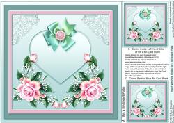 Heart with Pink Roses Matching 8in x 8in Insert Plate