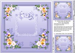 Colourful Pansies with Lace Frame Matching 8inx8in Insert Pl
