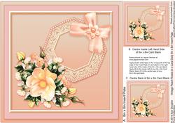 Vintage Peach Roses on a Lace Doily Matching 8inx8in Insert