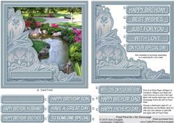 Floral Pond 6in x 6in Decoupage