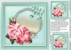 Pink Roses on a Teal Frame Matching 8in x 8in Insert Plate