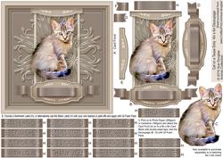 Cat on a Taupe Doily 6in x 6in Decoupage