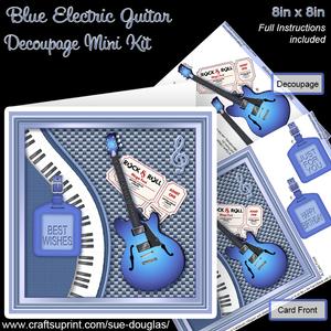 Blue Electric Guitar 8in x 8in Decoupage Mini Kit