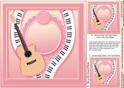 Cream and Pink Acoustic Guitar Matching 8inx8in Insert Plate