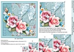 Roses and Flowers on a Lace Doily 6in x 6in Pyramage