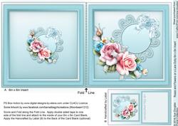 Roses and Flowers on a Lace Doily 6in x 6in Insert