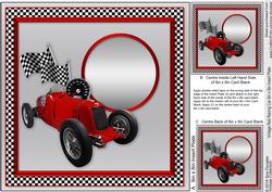 Vintage Red Racing Car Matching 8inx8in Insert Plate