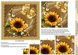 Sunflowers on a Lace Doily 6in x 6in Pyramage