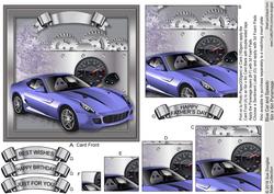Blue Car and Speedo 6in x 6in Pyramage