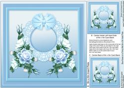 Blue Roses on a Fancy Mat Matching 8inx8in Insert Plate