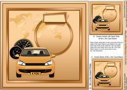 Gold Car on a World Map Matching 8inx8in Insert Plate