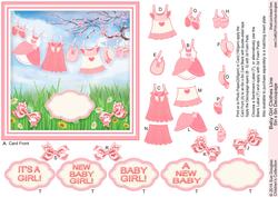 Baby Girl Clothes Line 6in x 6in Decoupage