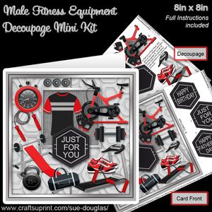 Male Fitness Equipment 8in x 8in Decoupage Mini Kit