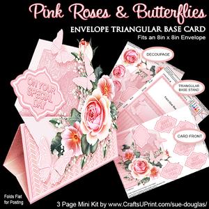 Envelope Triangular Base Pink Roses and Butterflies Mini Kit