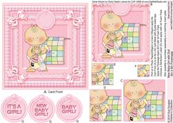 New Baby Girl with Doll 6in x 6in Pyramage
