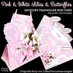 Envelope Triang Base Pink & White Lilies & Butterflies Kit
